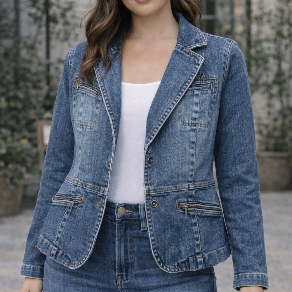 LOFT Petite Denim Blazer Jacket